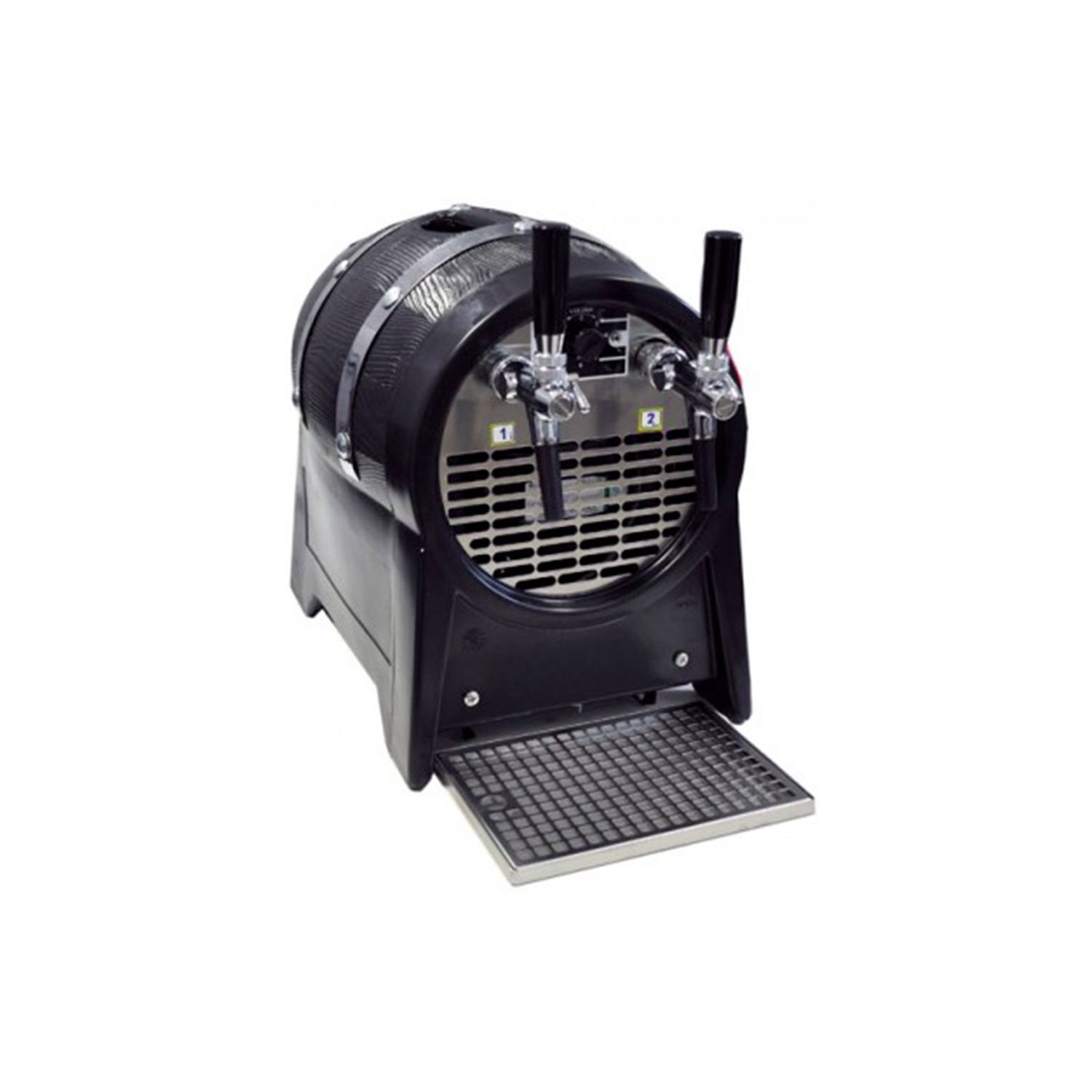 Dispensador de cerveza, Enfriador de cerveza, Maquina de cerveza, Barril dispensador - con anillos decorativos, 2 grifos, 60 l/hora