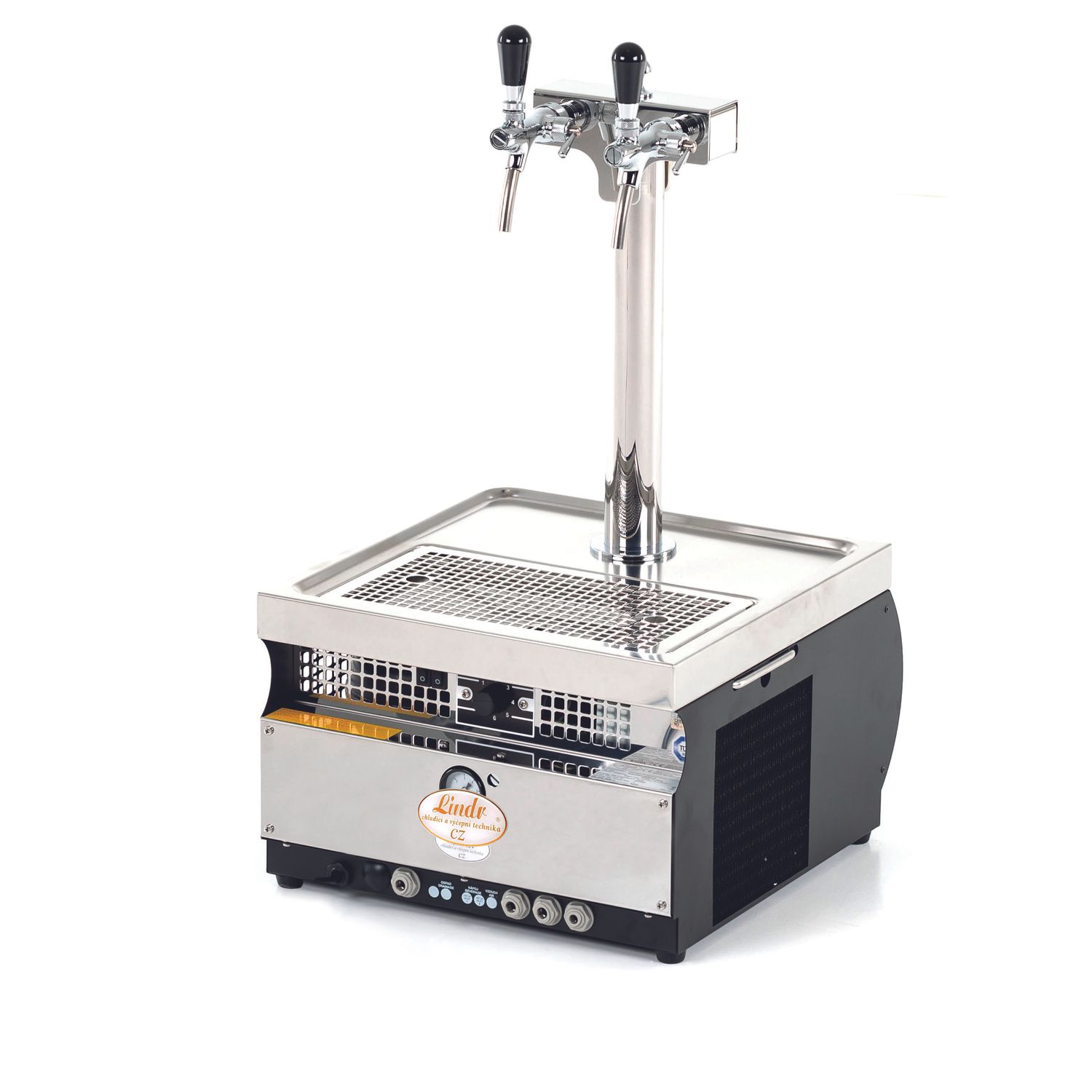 Dispensador de cerveza, Máquina de cerveza - Kontakt 55 / K Profi de 2 líneas fabricado en acero inoxidable, bomba de membrana de 50 litros / h, Green Line