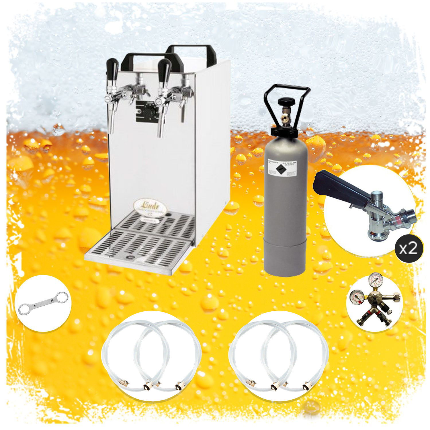Juego completo Dispensador de cerveza, Máquina de cerveza - Kontakt 40 de 2 líneas, 50 litros/h