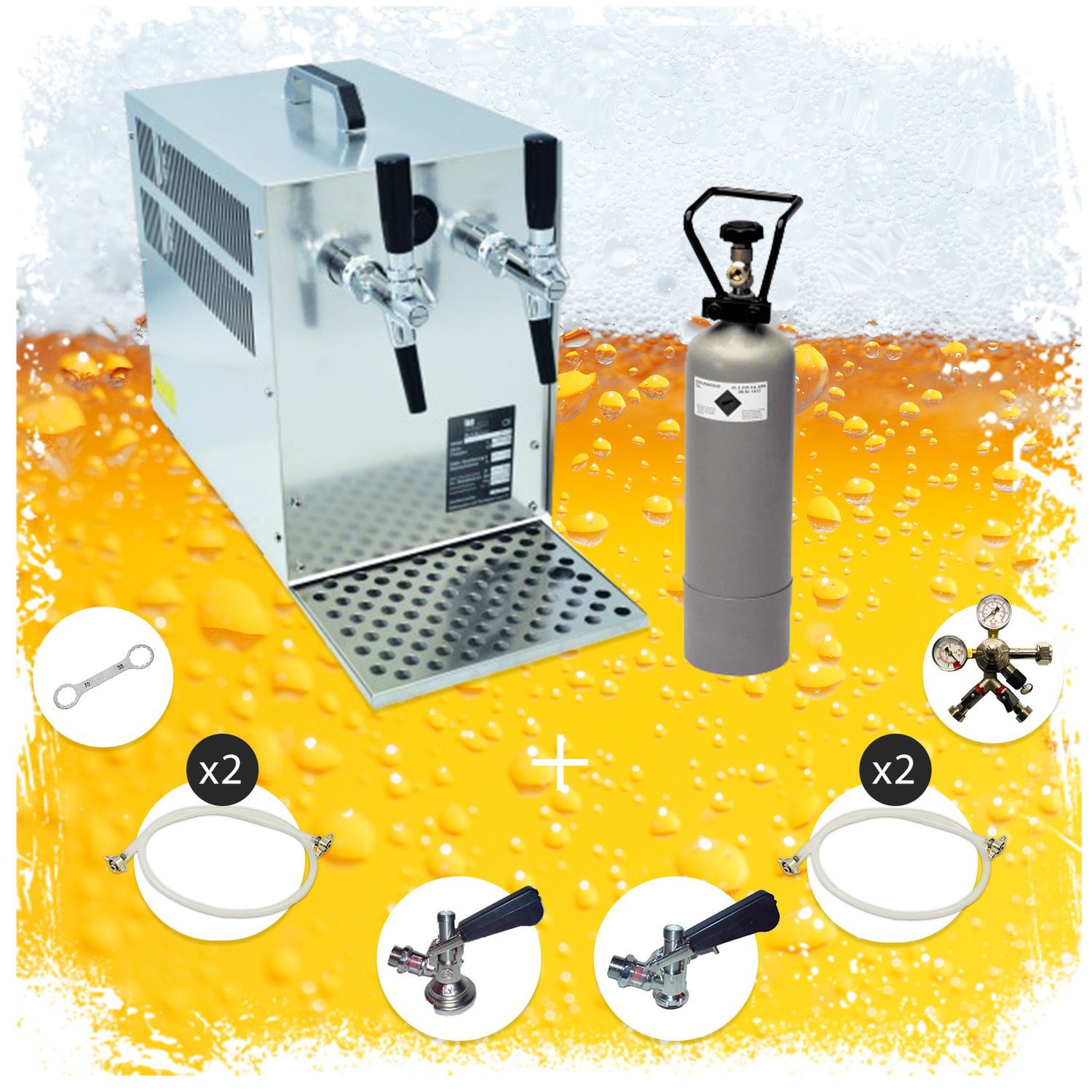 Kit completo: Dispensadores de cerveza, caja de cerveza, 2 piezas. 60 litros / h