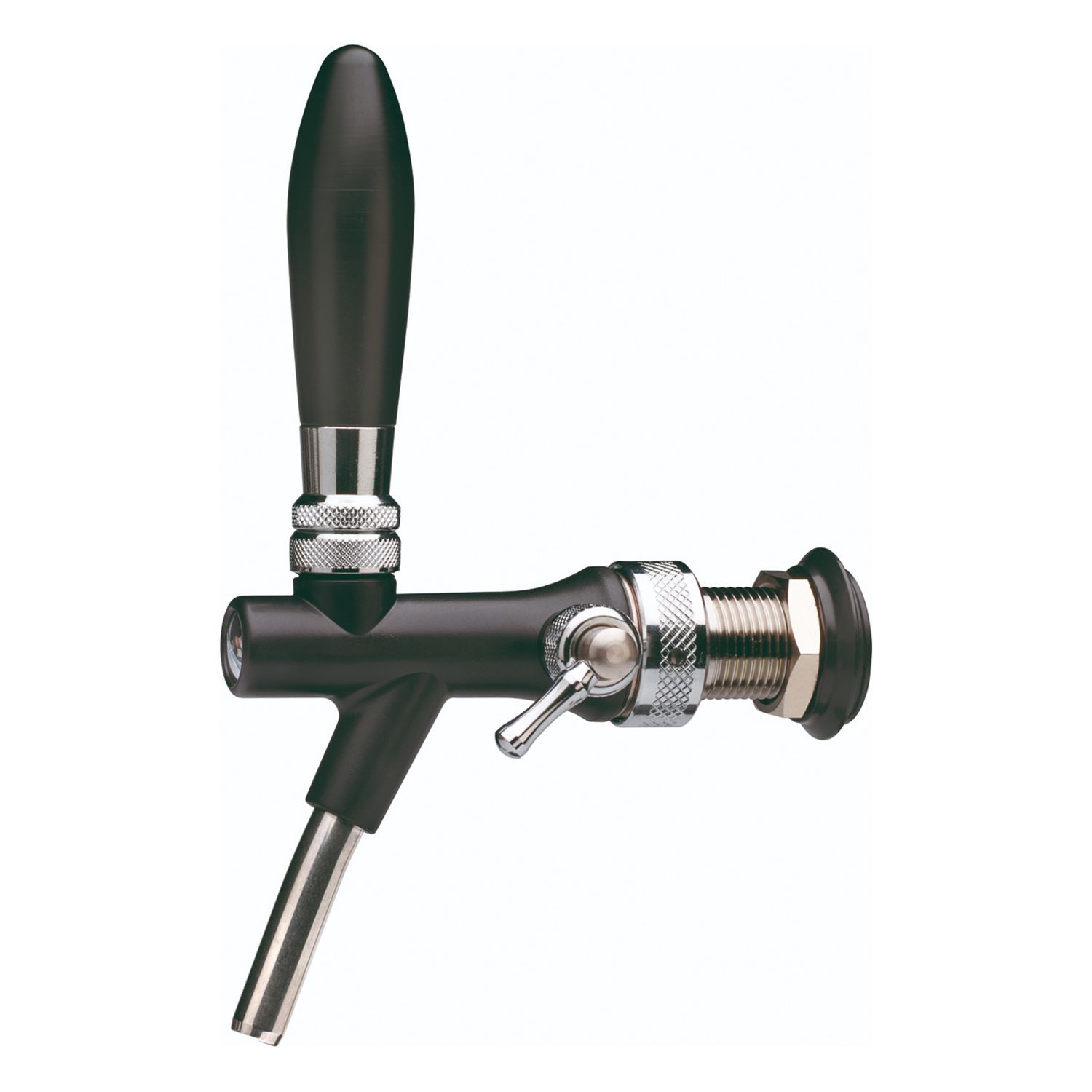 Grifo de cerveza con compensador - de acero cromado níquel y plástico ABS, negro