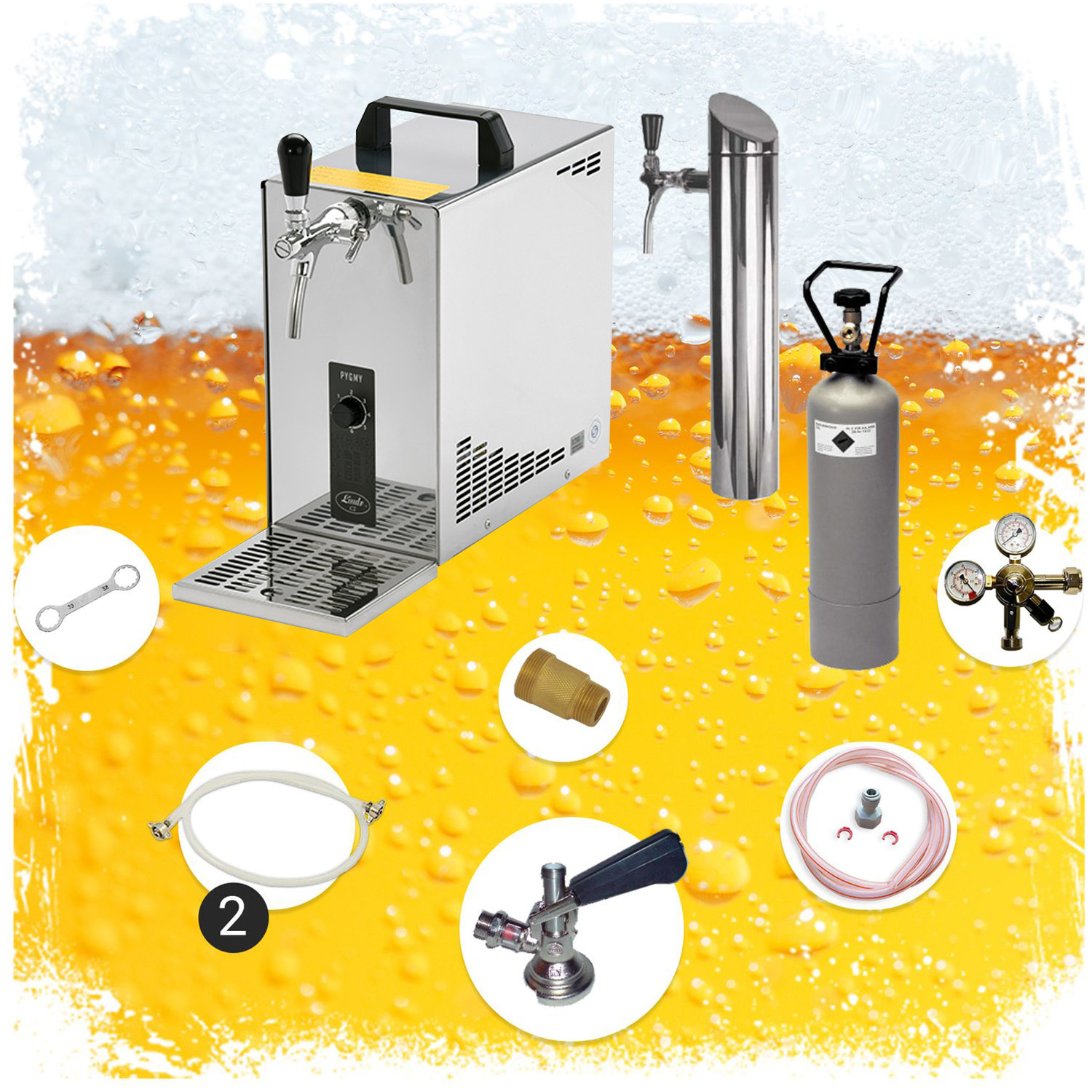 Kit completo, dispensador de cerveza ,PYGMY 25 LE, Enfriador seco de 1 línea, 30 litros/h, Green Line