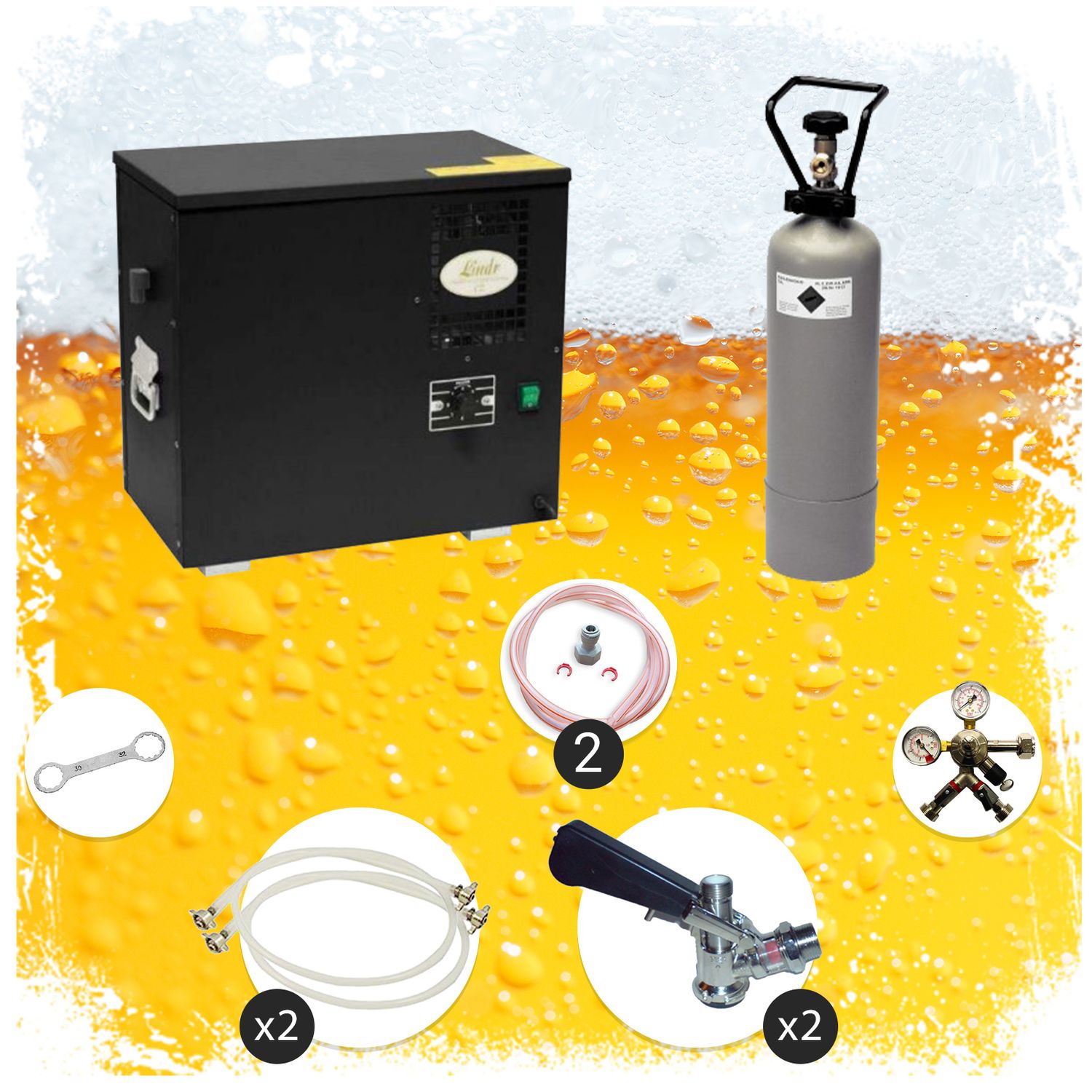 Juego completo Dispensador de cerveza, Máquina de cerveza - AS-40, 2 líneas