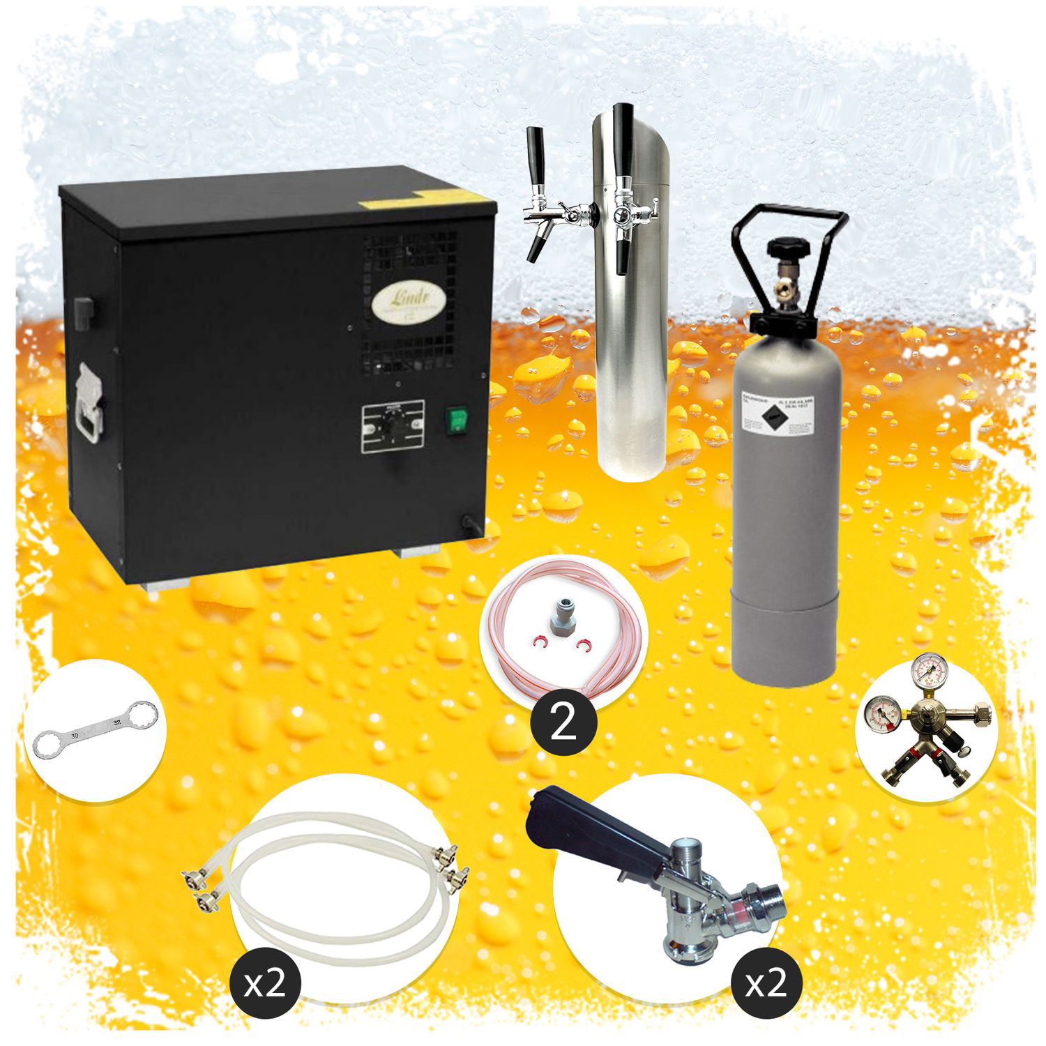 Juego completo Dispensador de cerveza, Máquina de cerveza - AS-40, 2 líneas
