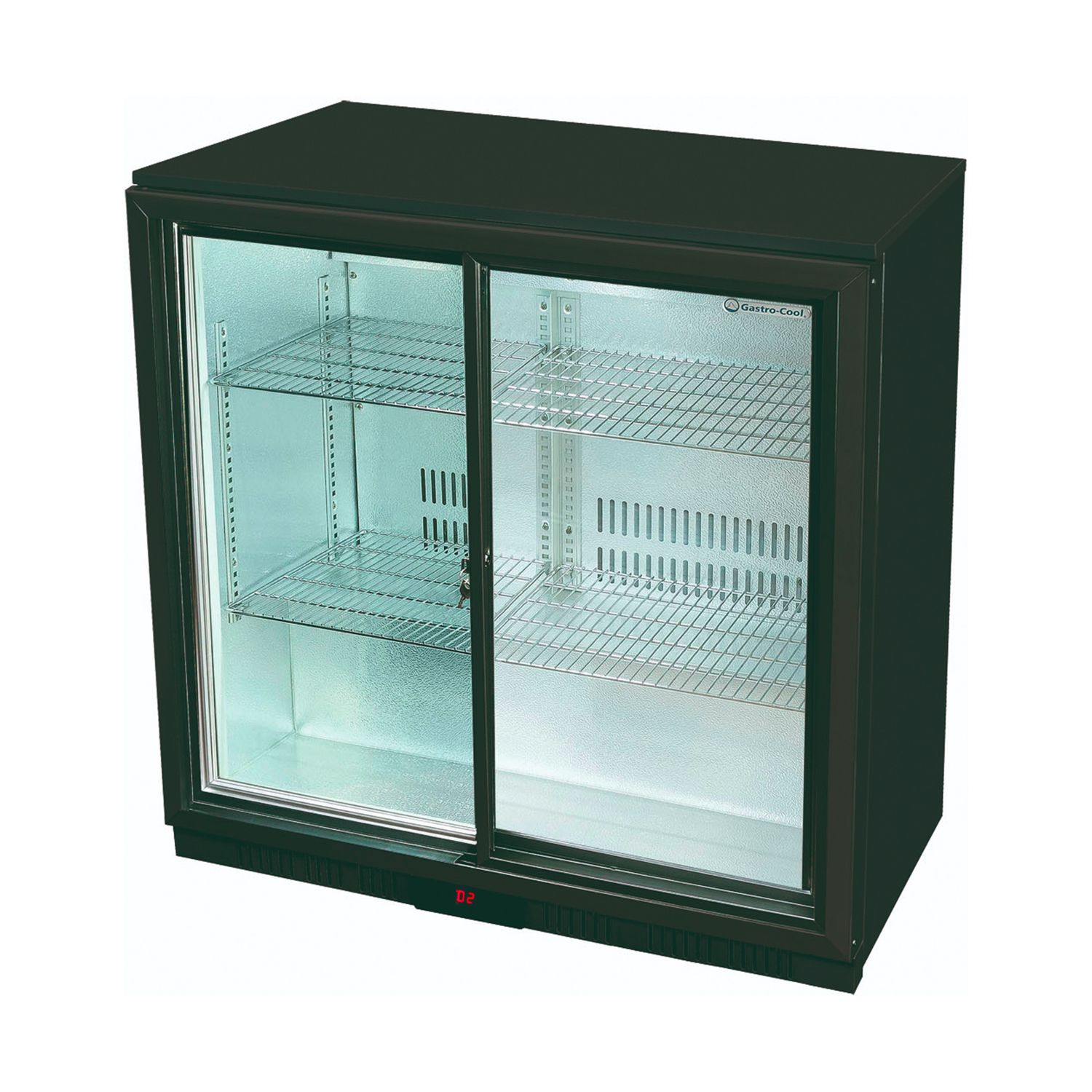 Frigo bajo encimera - UC200, Frigorífico compacto de 228 litros, acero inoxidable/negro, puerta de cristal, termostato digital