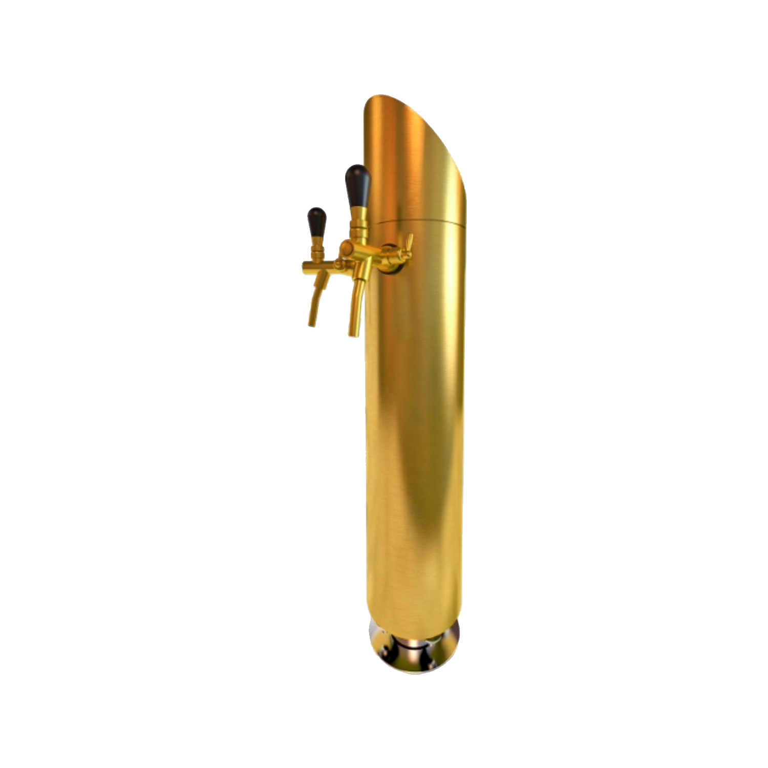 Columna de cerveza, modelo "Tower", con iluminación, TIN color oro 2 hilos - 114 mm Ø