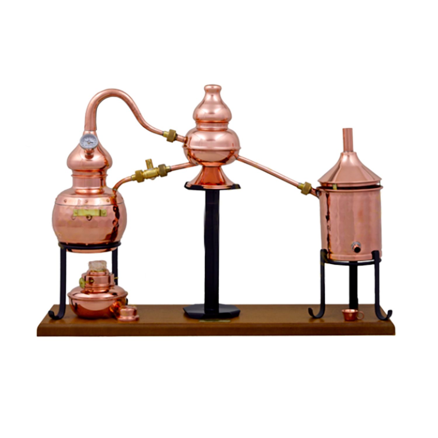 Alambique, Alquitara, Destilador de cobre - Charentais Premium, con quemador de alcohol y termómetro, 0,7 litros
