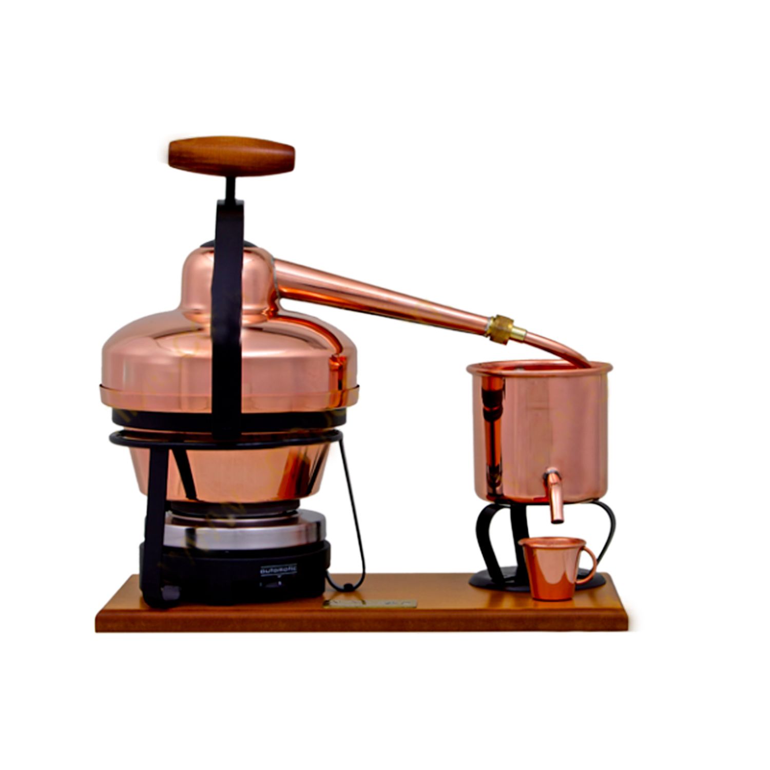 Alambique, Alquitara, Destilador de cobre - Premium, con placa eléctrica, 1,25 litros