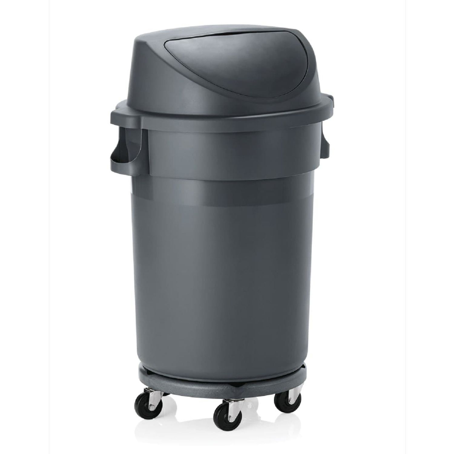 Cubo de basura con carro y tapa de empuje, 120L