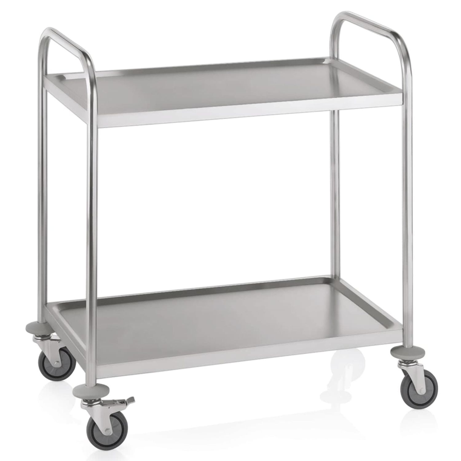 Carro de servicio, carro acero inoxidable, carrito acero inoxidable - con 2 estantes, 85x53x95 cm