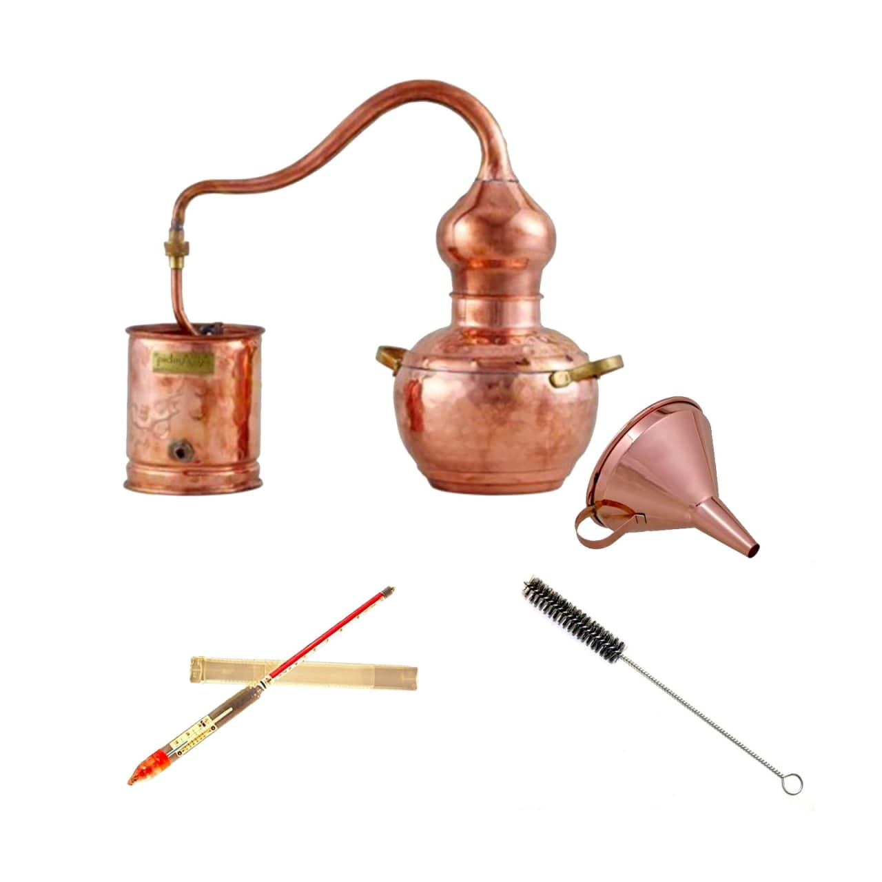 Set completo Alambique, Alquitara, Destilador de cobre - Premium, 2 litros