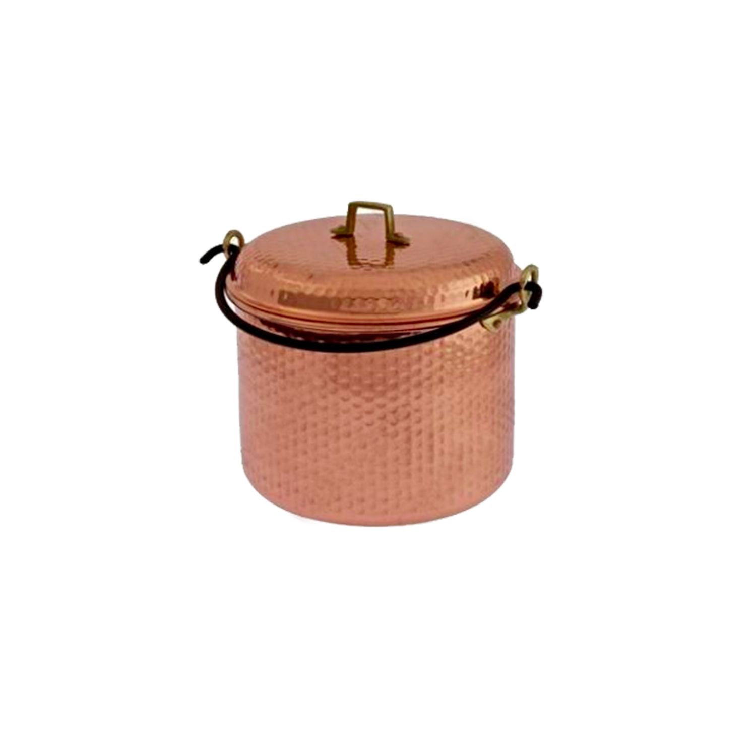 Ollas de cobre martilladas con arco de hierro 28 cm