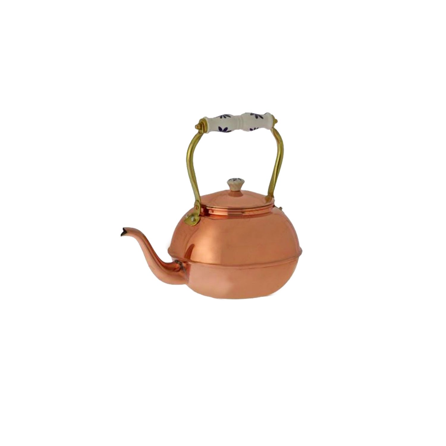 Tetera de cobre, hervidor de cobre - con mango de porcelana, 1,5L