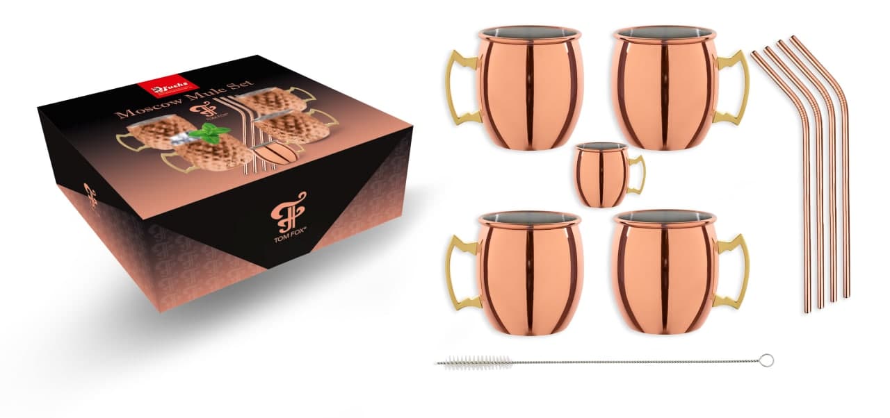 Juego de taza de cobre Moscow mule