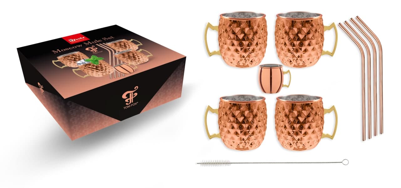 Diamond moscow mule juego de taza de cobre