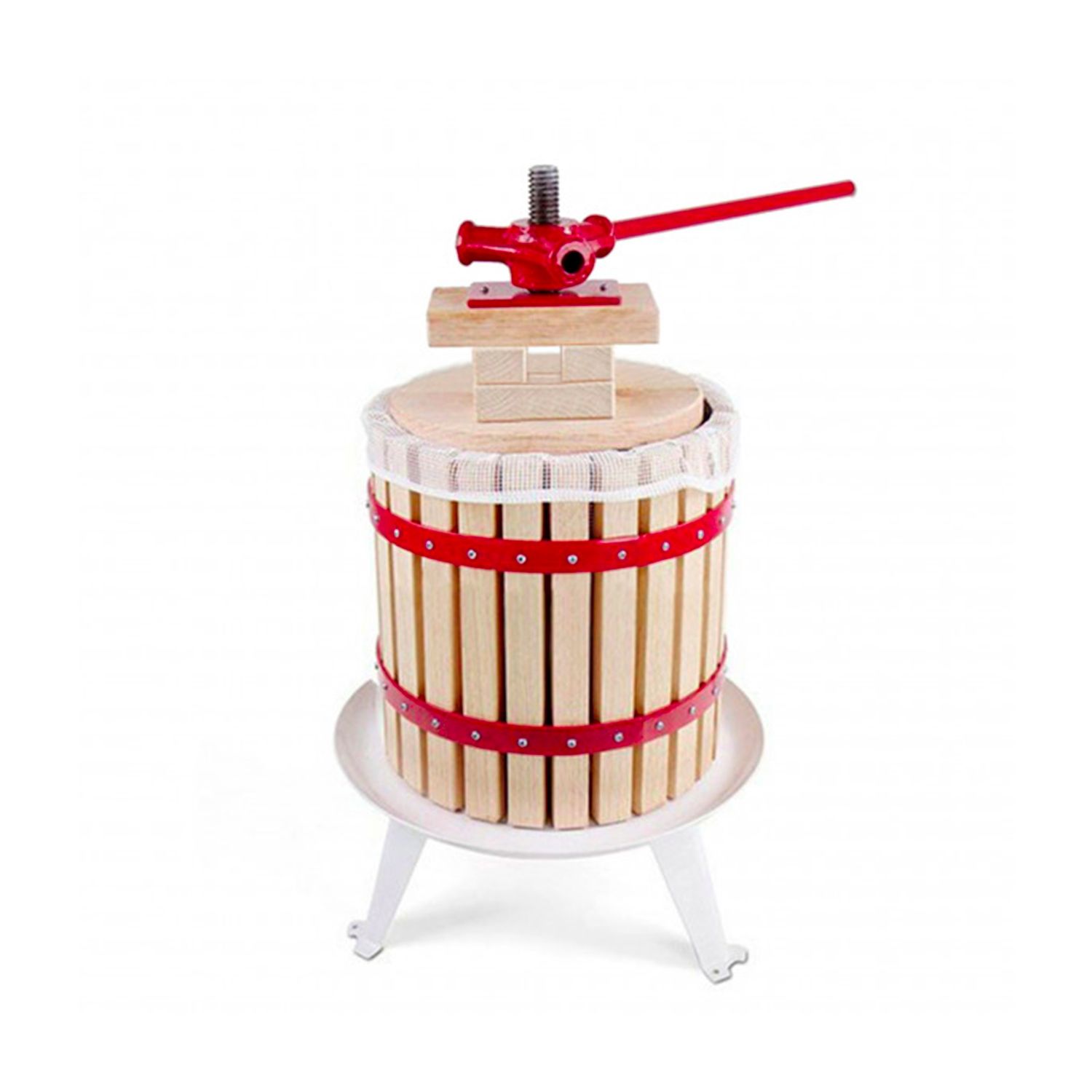 Prensa de vino, prensa para uvas, prensa de frutas - 12L, cesta de madera