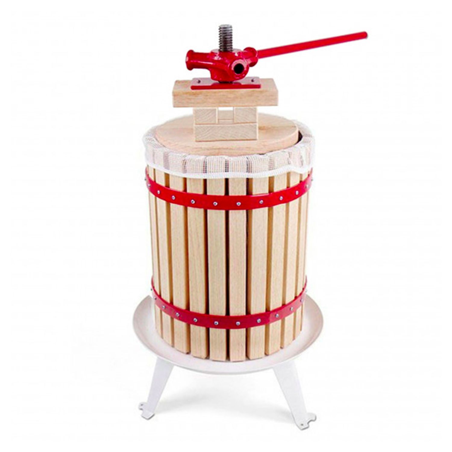 Prensa de vino, prensa para uvas, prensa de frutas - 18L, cesta de madera
