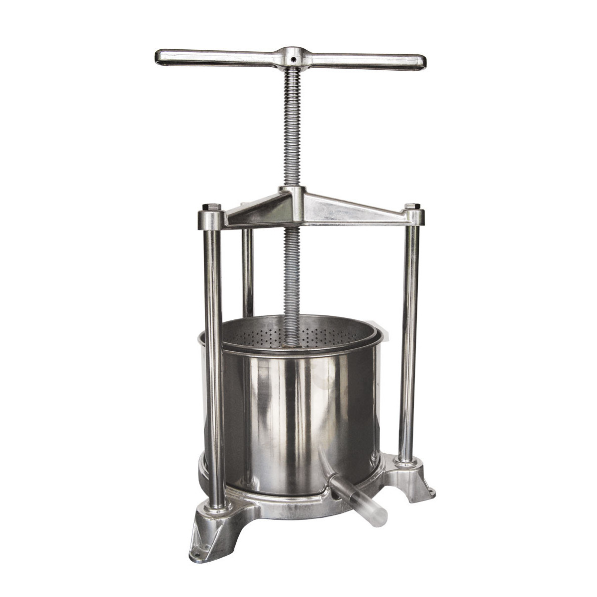 Prensa de vino, prensa para uvas, prensa de frutas - Mini, 3L, con cesta doble de acero inoxidable