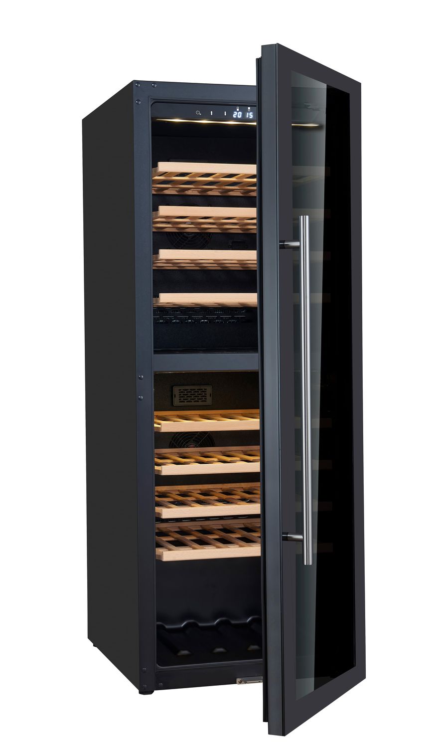 Nevera para vinos WK 77D, nevera para bebidas con puerta de cristal de 2 zonas