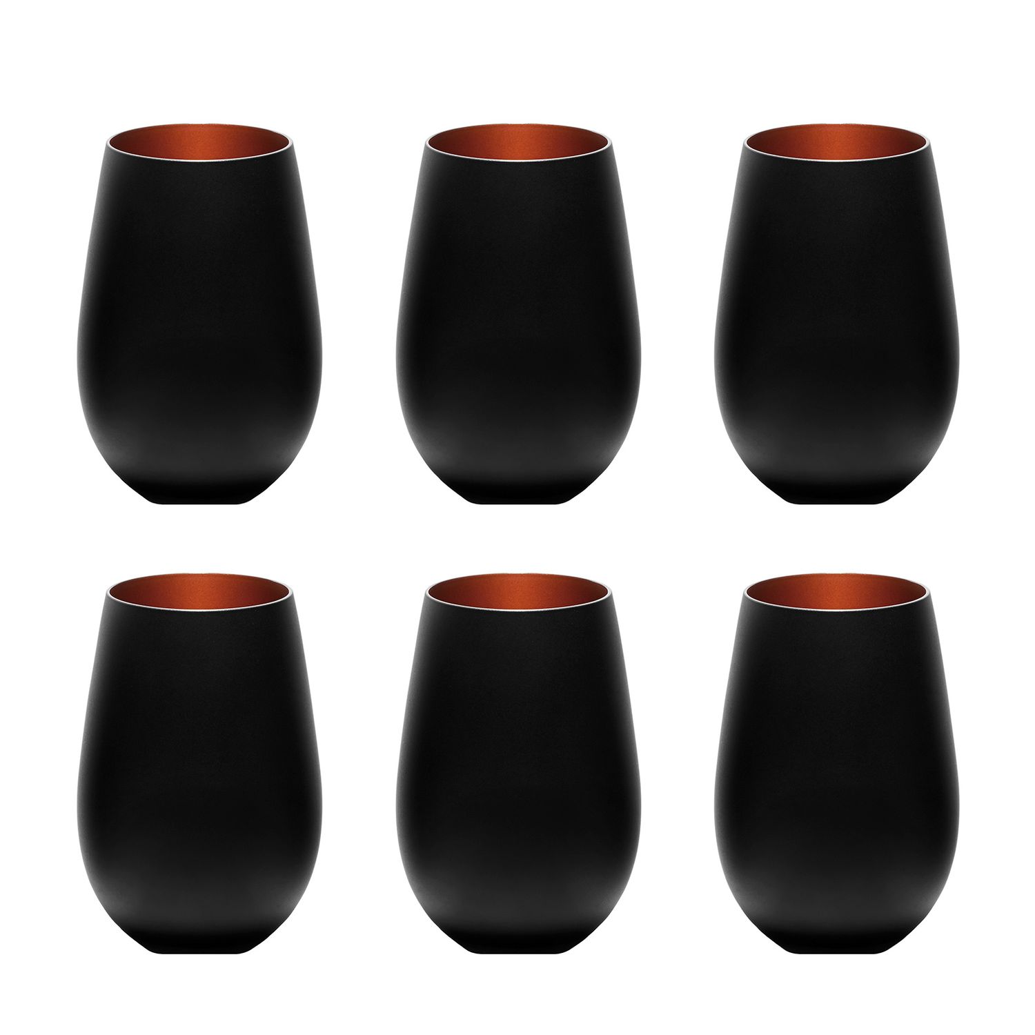 Vasos, Copas de cóctel - Elements, juego de 6, bicolor negro-bronce, 456 ml