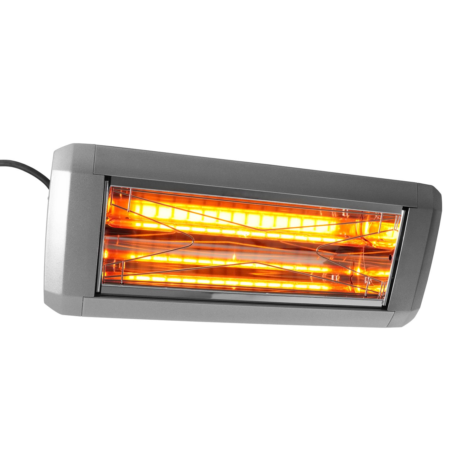 Estufa exterior, radiador infrarrojos, calefactor infrarrojos - Modell HELIOSA 9, con rejilla de protección, plata