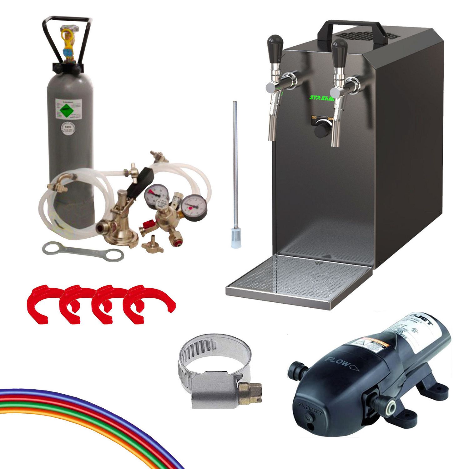 Conjunto combinado completo - Dispensador de cerveza STREAM 50 de 2 vías, 50 litros/hora para vino y cerveza