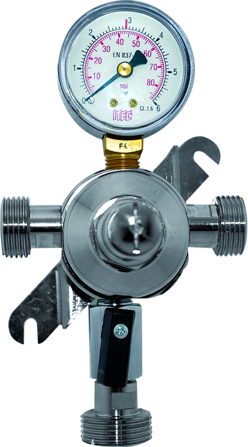 Regulador de presion, reductor de presión intermedia - Hiwi para CO2, N2 y gas mixto (cerveza) 3bar