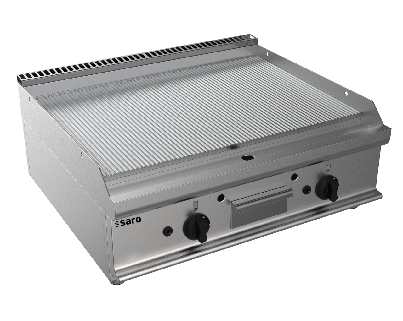 Saro Plancha de gas de Mesa - Modelo E7/KTG2BBR, Profesional, de acero Inoxidable