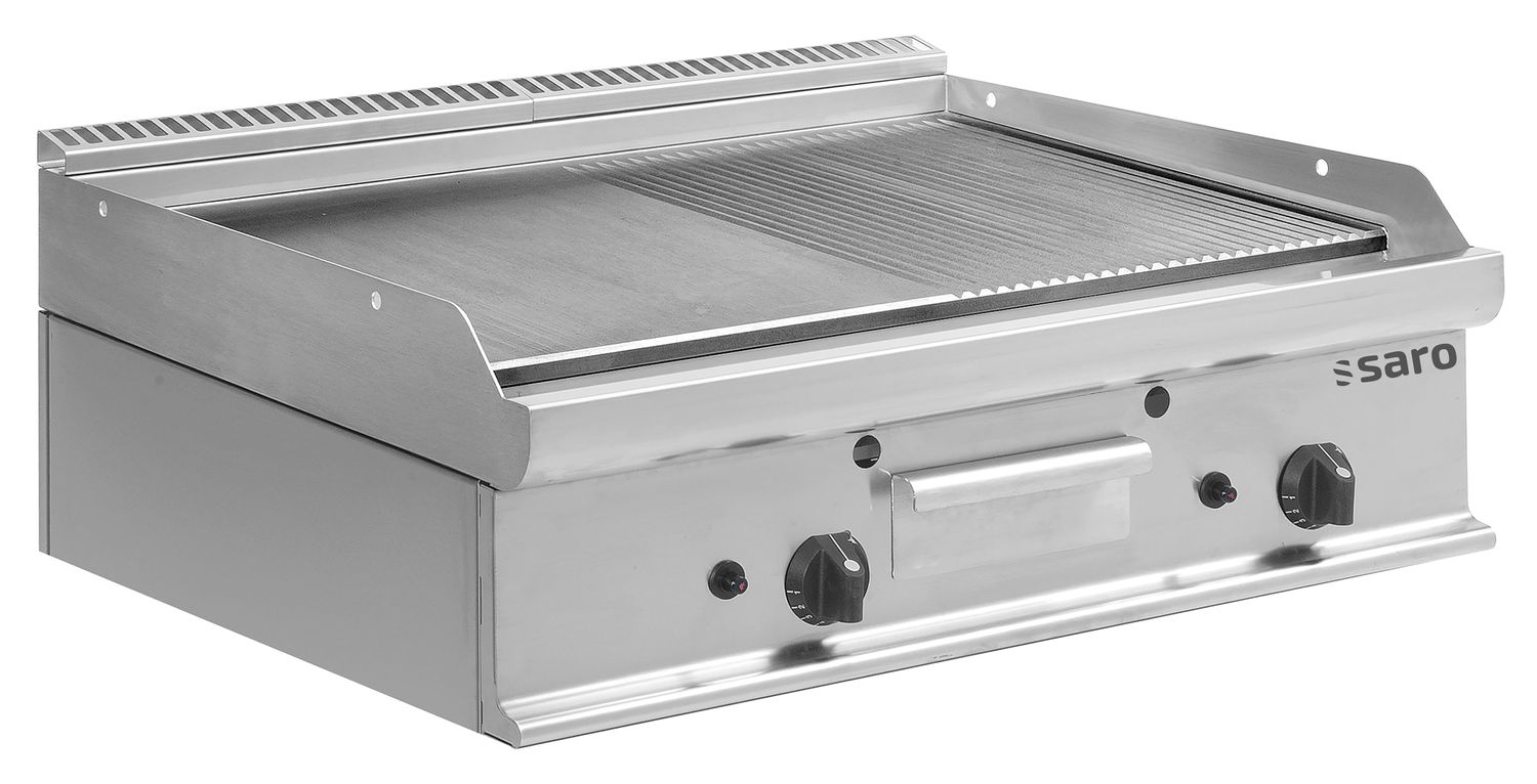 Saro Plancha de gas de Mesa - Modelo E7/KTG2BBM, Profesional, de acero Inoxidable