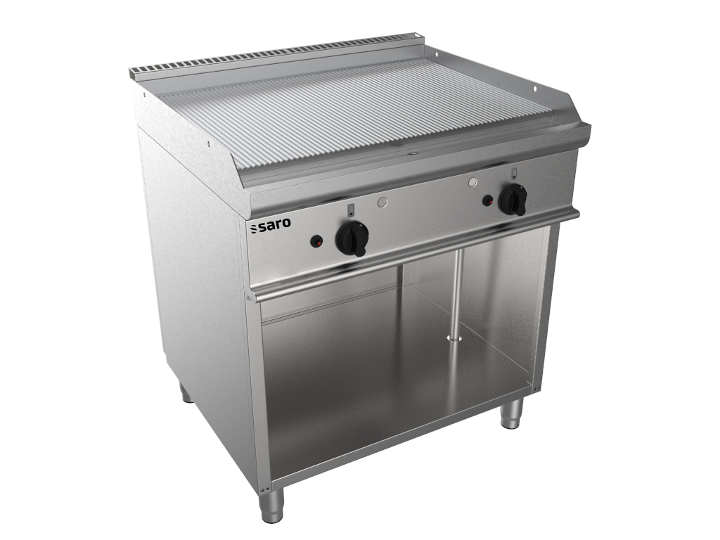 Saro Plancha de gas con base abierta - Modelo E7/KTG2BAR, Profesional, de acero Inoxidable