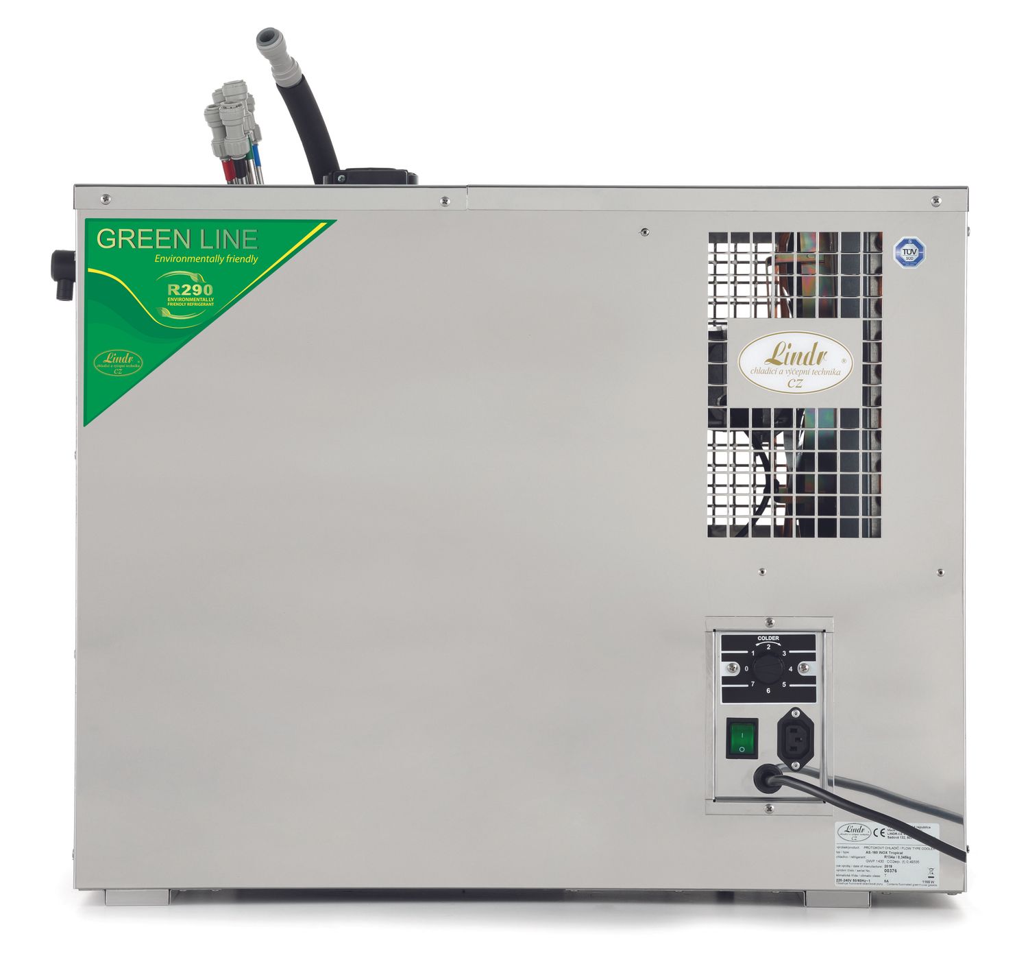 Dispensador de cerveza, grifo de cerveza - Lindr AS 160 Inox Tropical,con 4 bobinas, Green Line