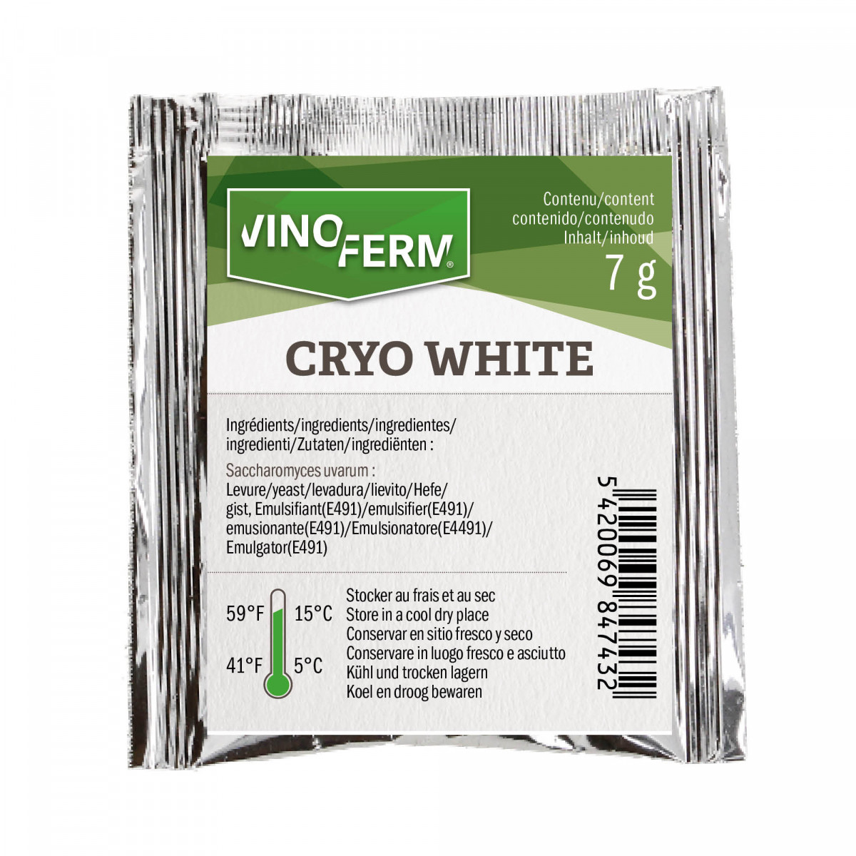 Levadura seca de vino Vinoferm Cryo White, 7g