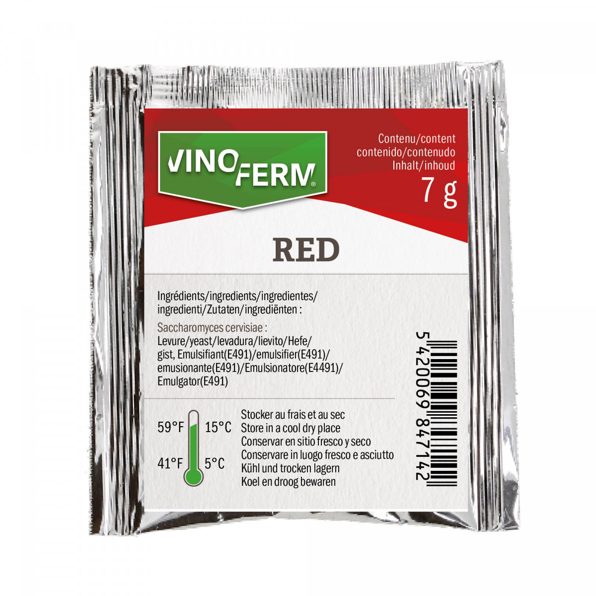 Levadura seca de vino Vinoferm Red, 7g