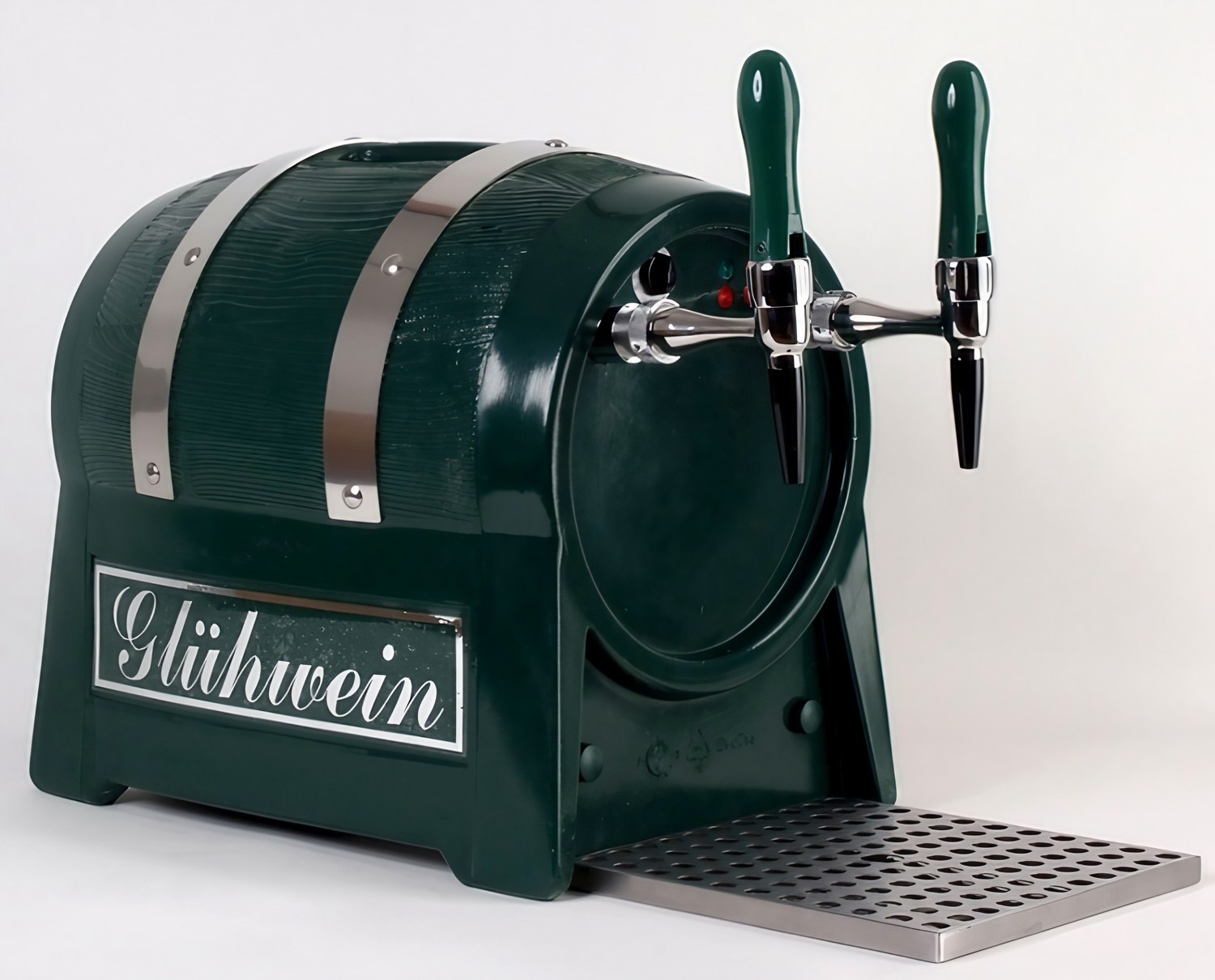 Dispensador de vino caliente, calentador de vino caliente, calentador continuo de bebidas - 2-líneas, 6 kW, con compresor de aire integrado, forma de barril