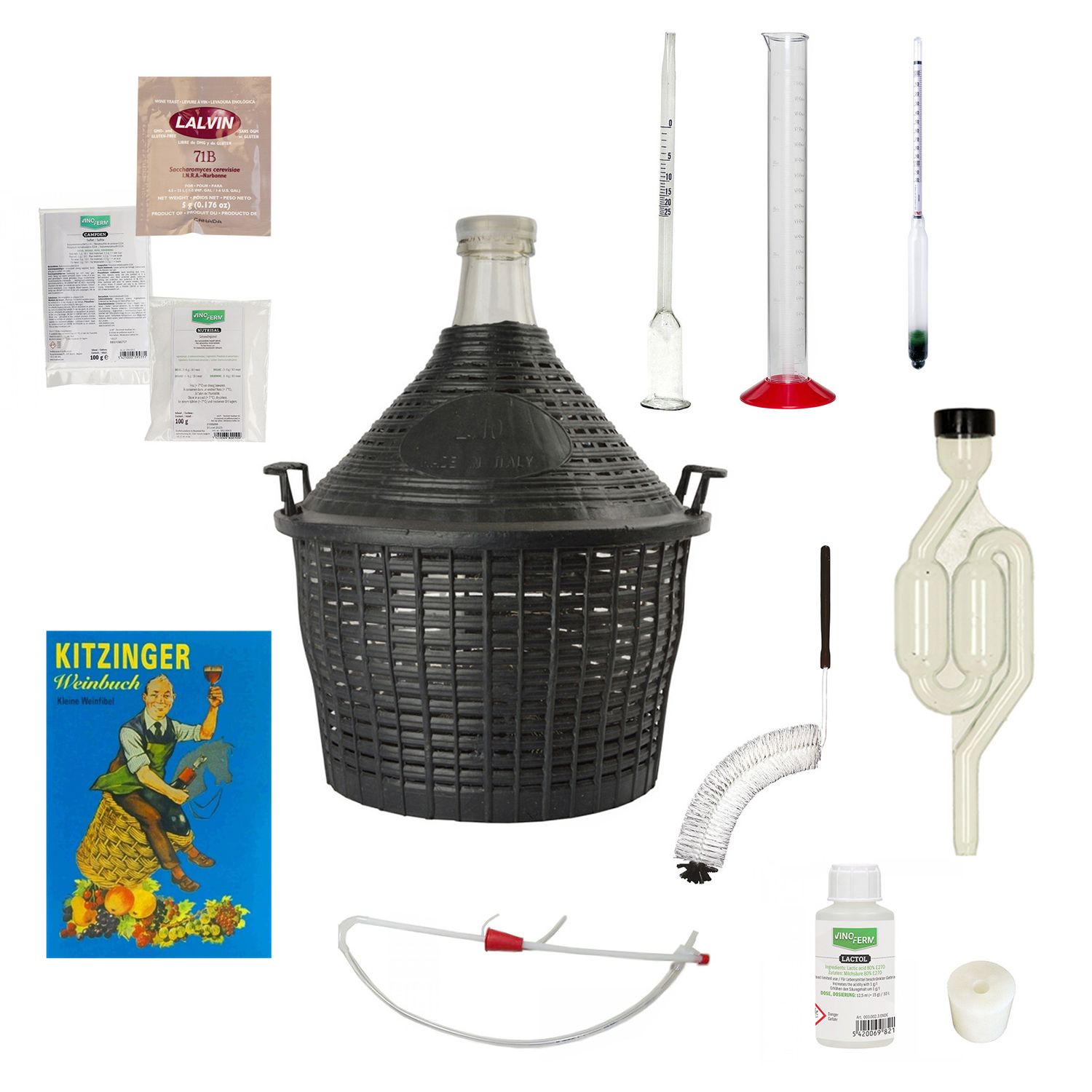 Kit de vinho, Kit para hacer vino en casa - con damajuana 20L, grande