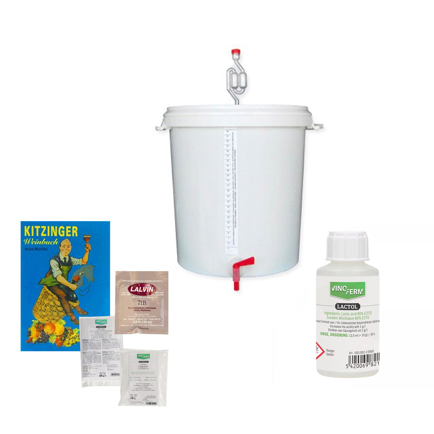 Kit de vinho, Kit para hacer vino en casa - con barril de fermentacion 30L, pequeña