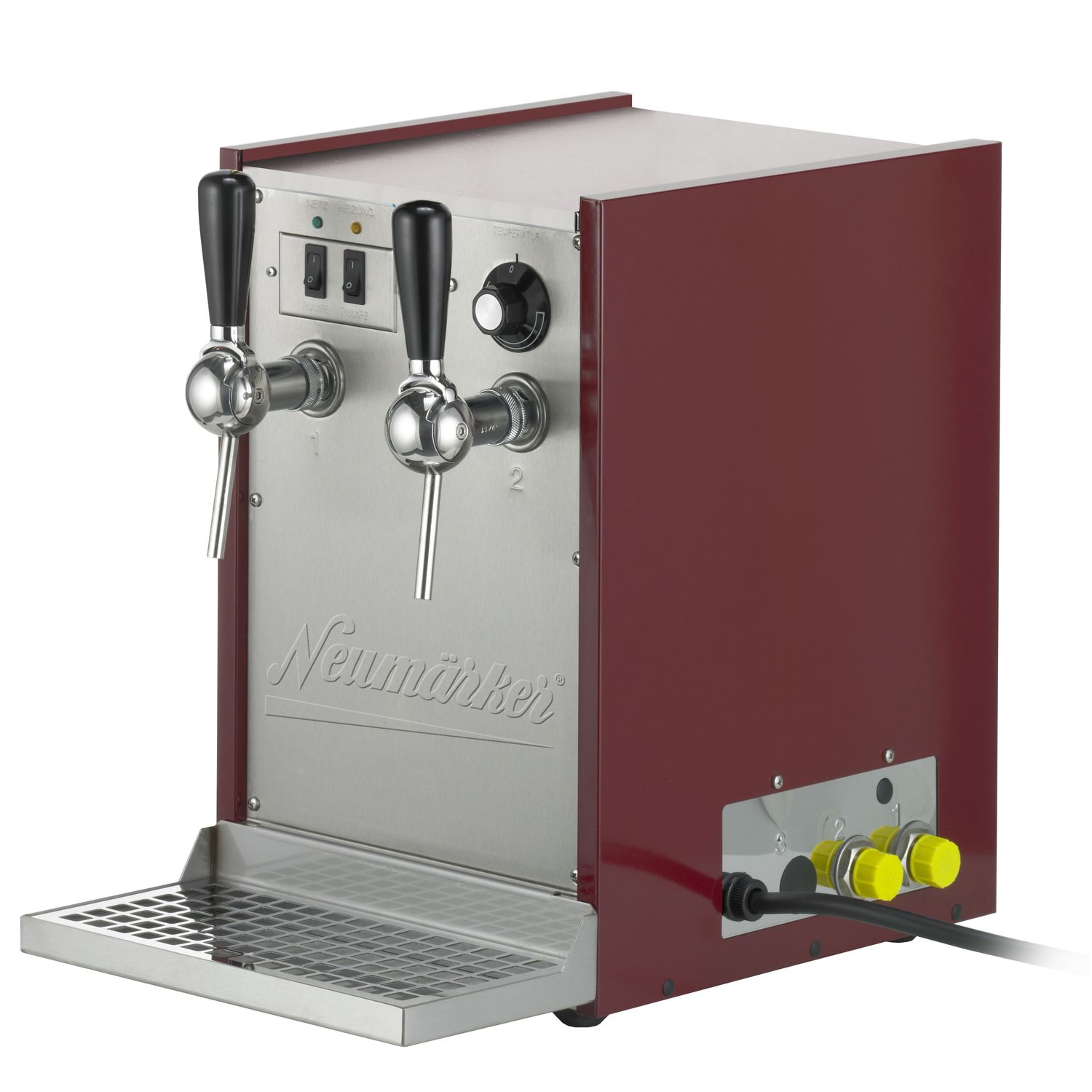 Dispensador de vino caliente, calentador de vino caliente, calentador continuo de bebidas - 100L/hora | 2 grifos | Regulador 35°-85°C | Bomba integrada
