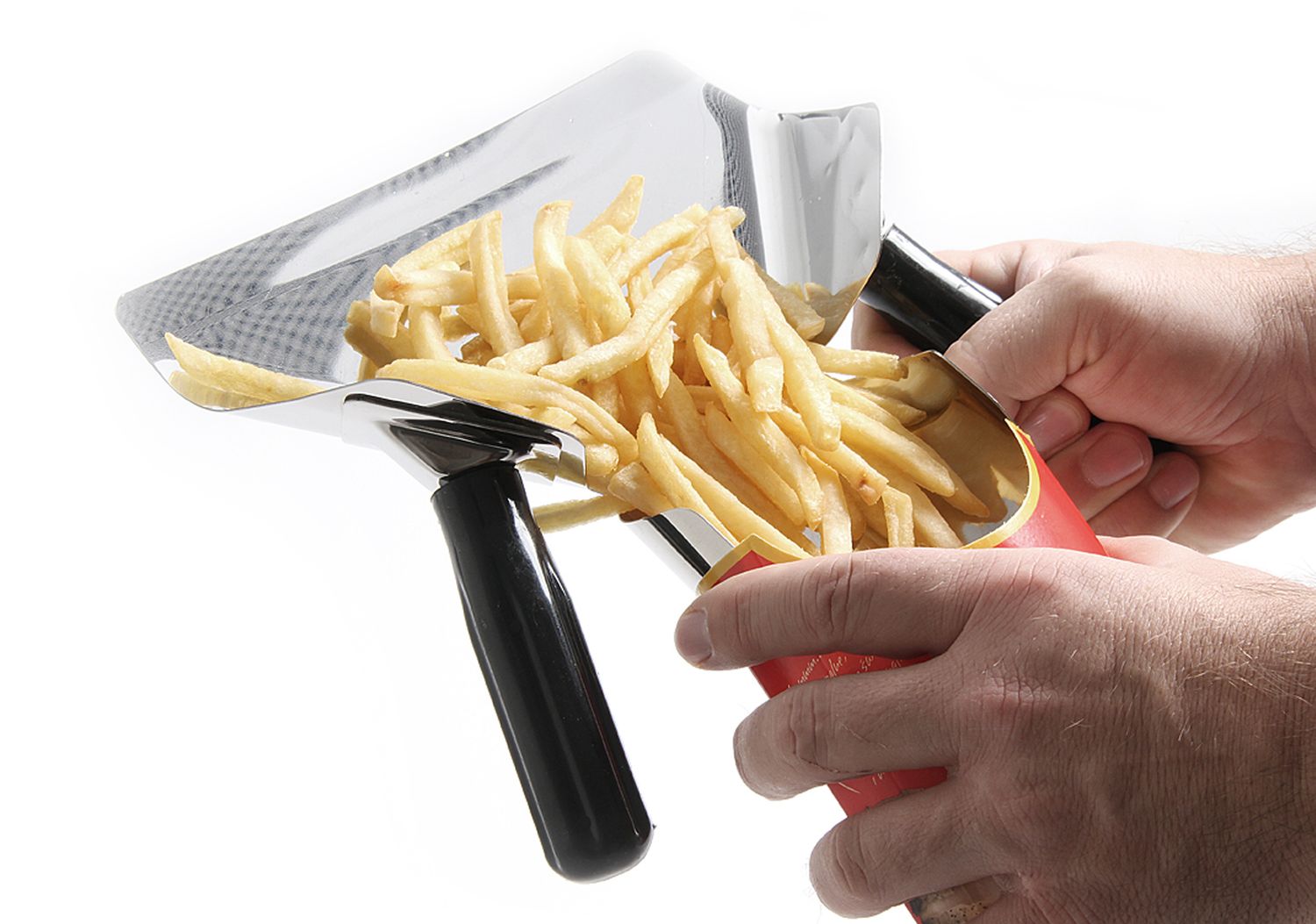 Pala patatas fritas - con asas extraíbles, apertura de llenado de 75 mm, acero inoxidable