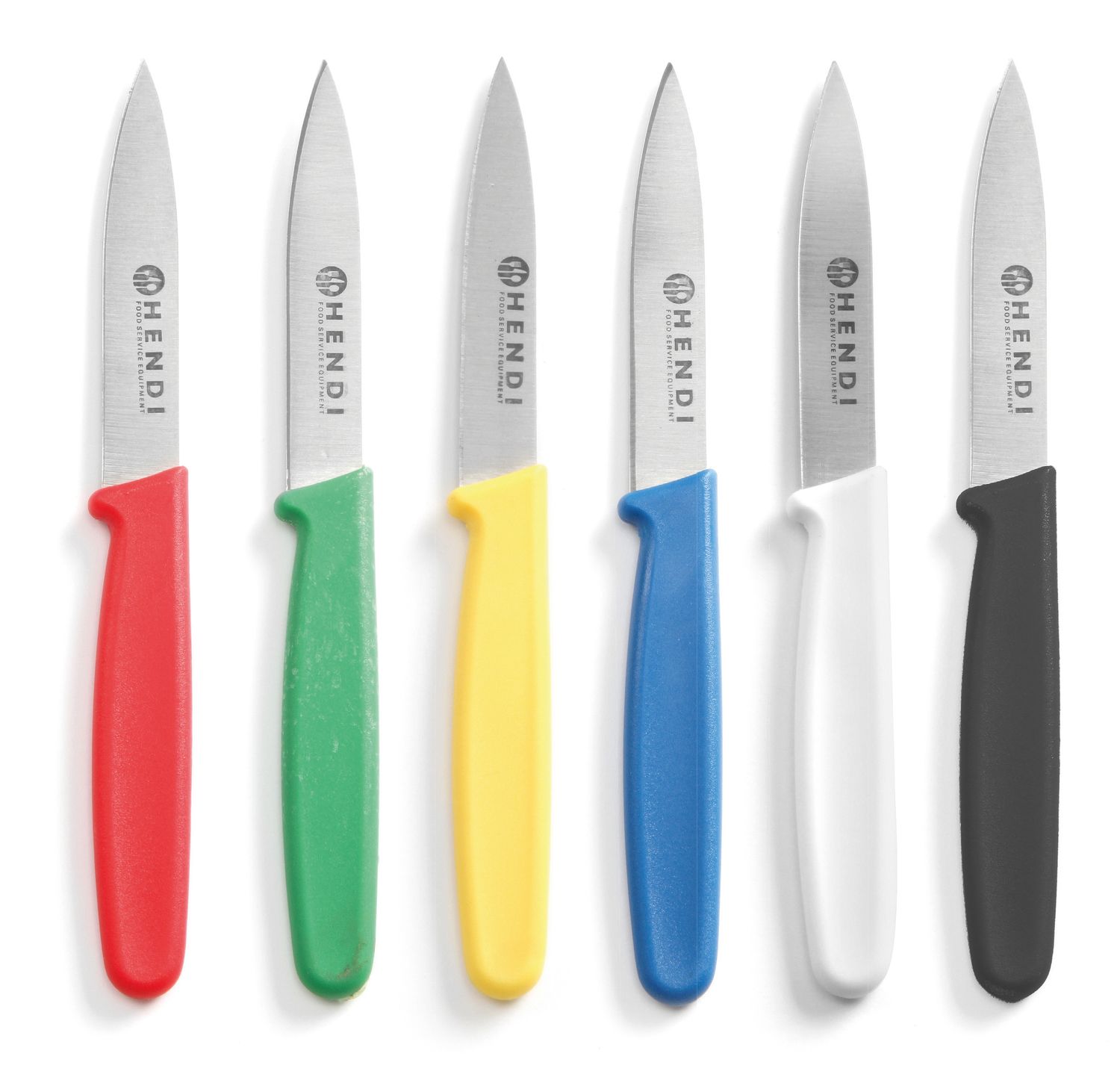 Cuchillos de cocina - Juego, 6 colores, hoja de acero laminado con mango de polipropileno, 75/175 mm