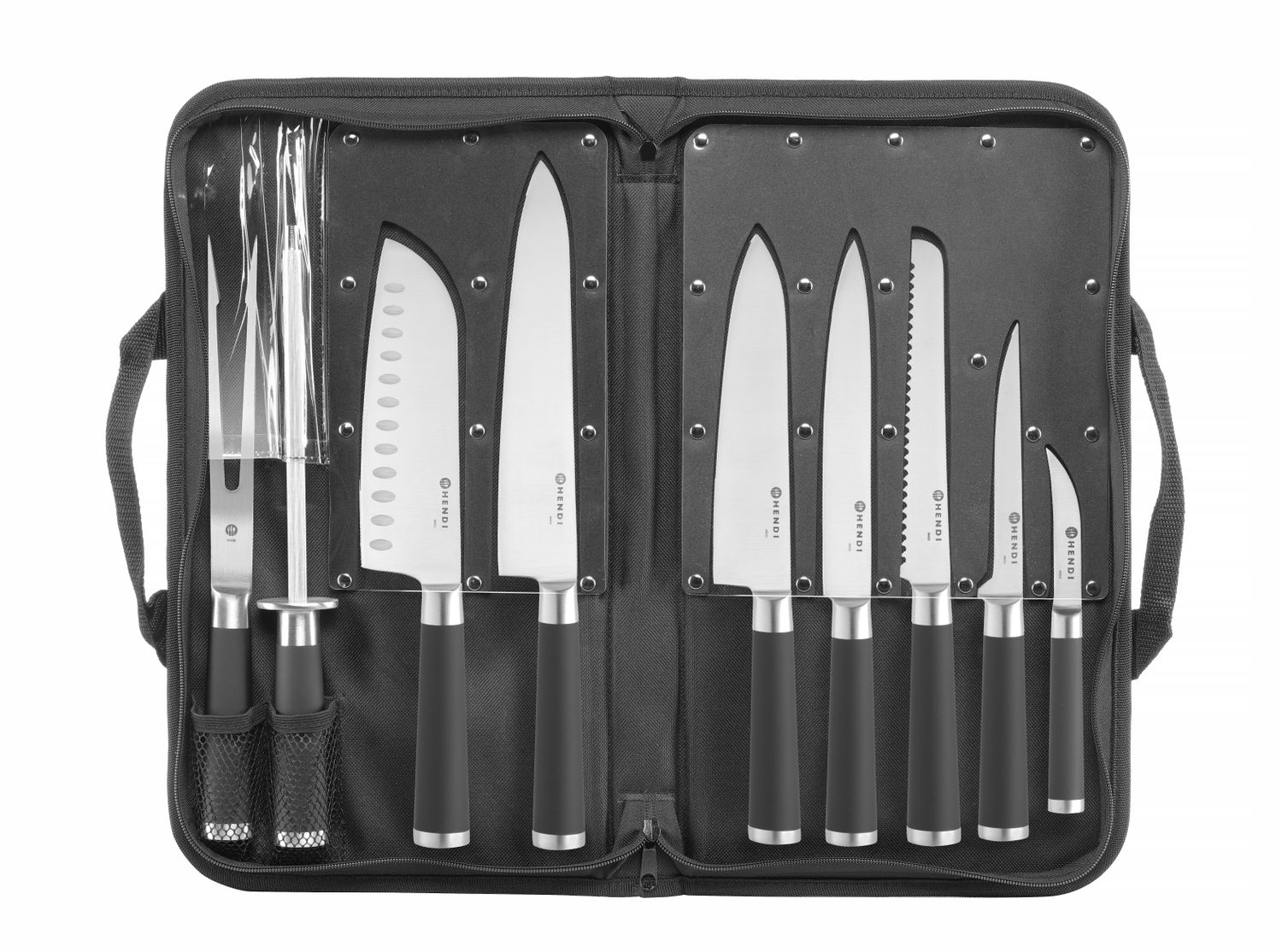 Cuchillos de cocina - Juego de 10 piezas, que incluye cuchillo para pelar, cuchillo para deshuesar, cuchillo para pan, cuchillo Santoku y afilador