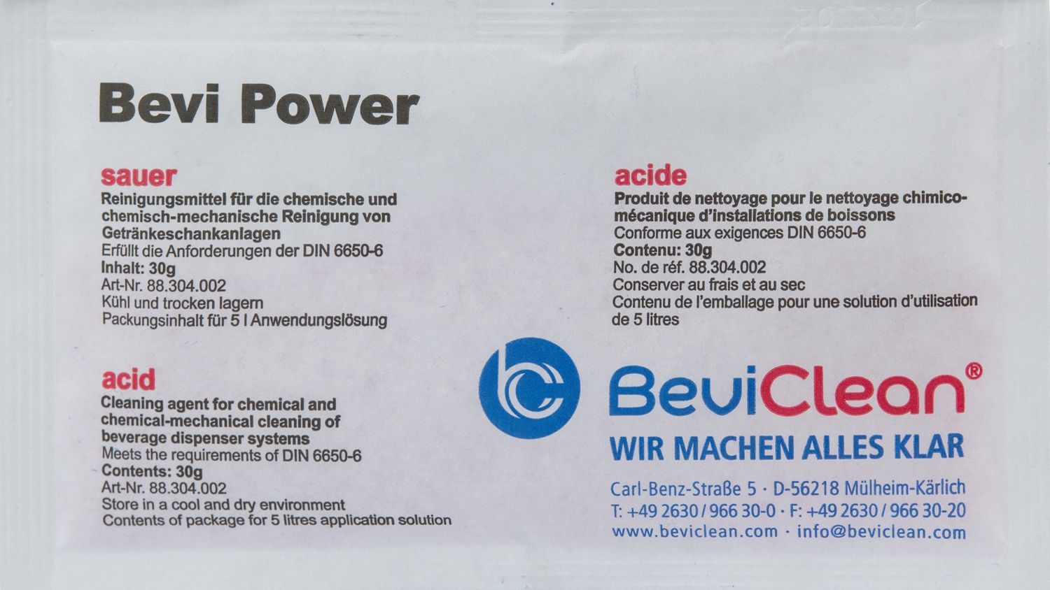 Bevi - Power Polvo Producto de limpieza, Agente limpiador - Precio por pieza
